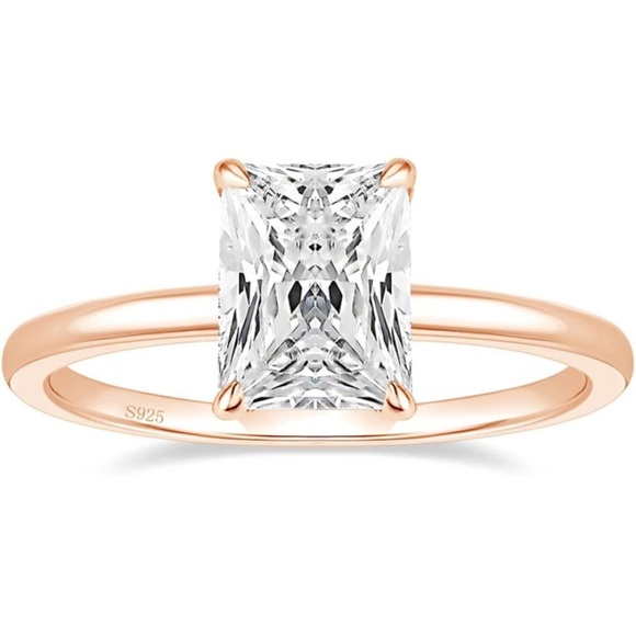 3 Carat Radiant Cut Hidden Halo Diamond Ring Rose Gold - Picture 1 of 10